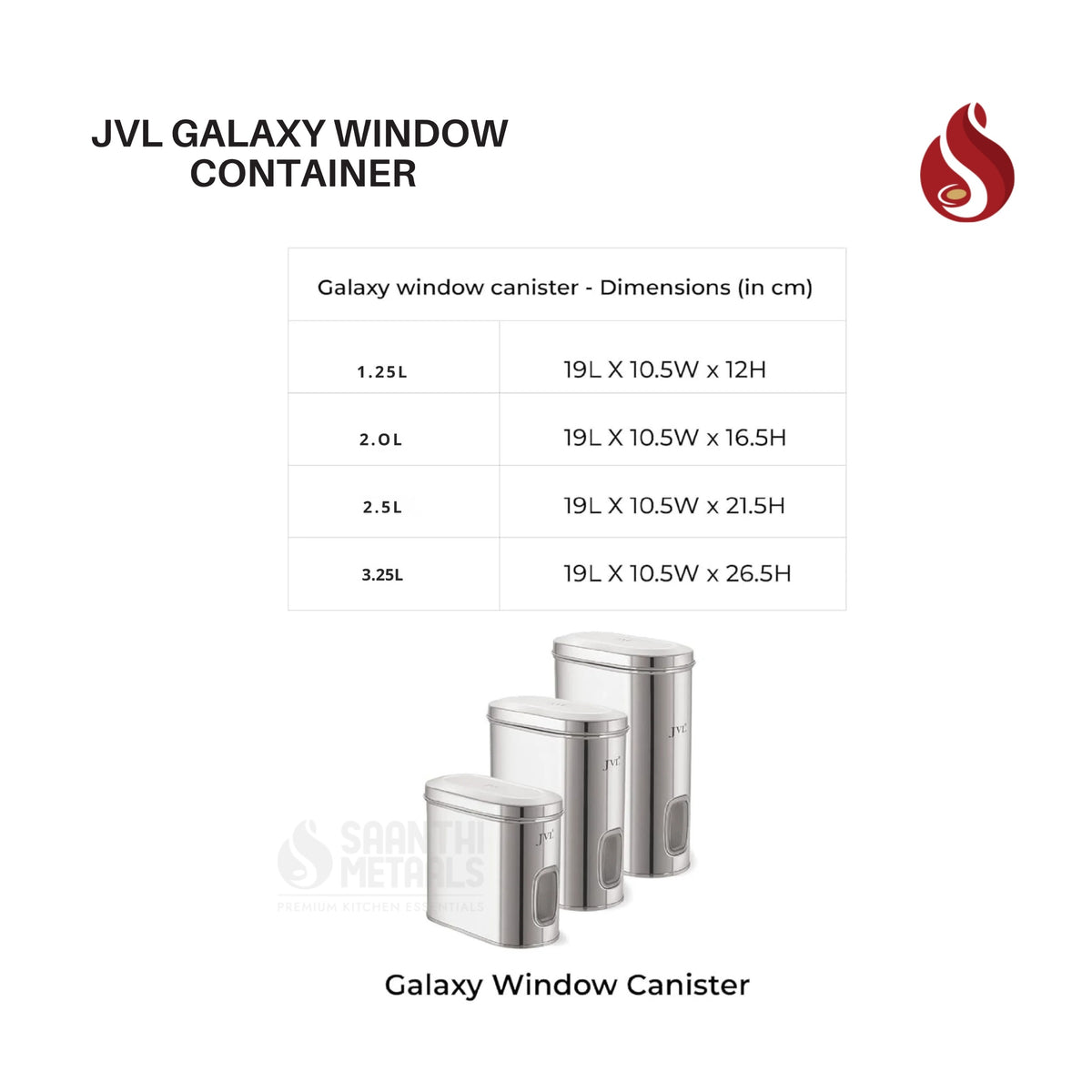 JVL Galaxy Window Storage - Airtight Dry Storage Container with Transparent Window