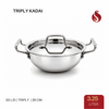 Avias Triply Stainless Steel Kadai with Lid | 18-28cm
