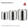 Diamond Stainless Steel Drum 3-Piece Set with Lid – Premium Quality