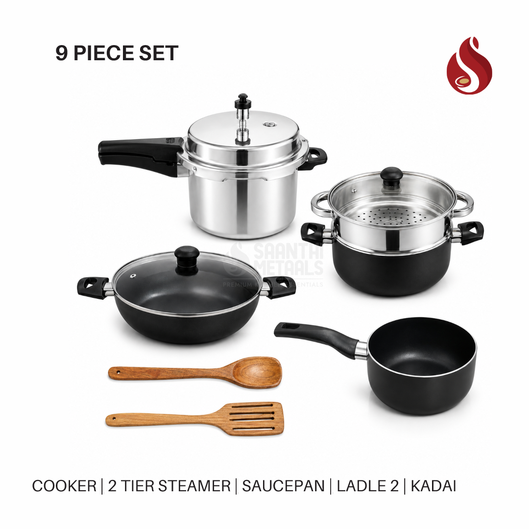 Aadi Saravedi - 9-Piece Kitchen Cookware Combo Set