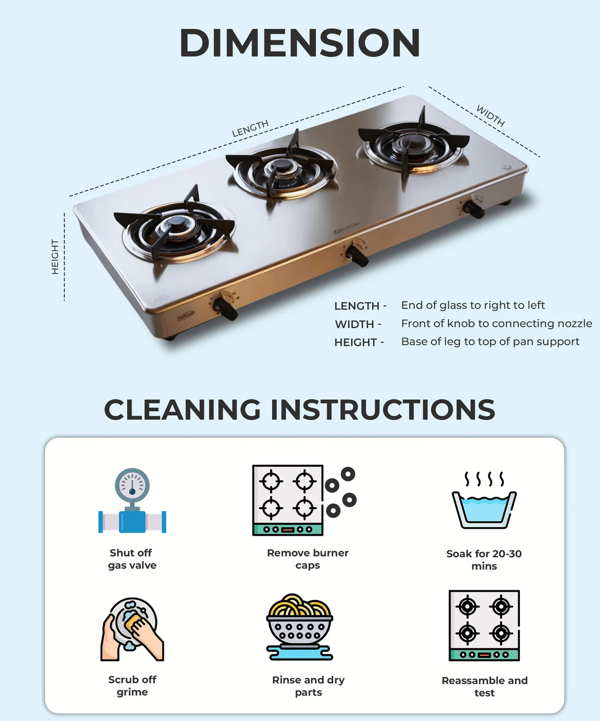 Butterfly Ace Stainless Steel Manual Gas Stove – 2 Burner