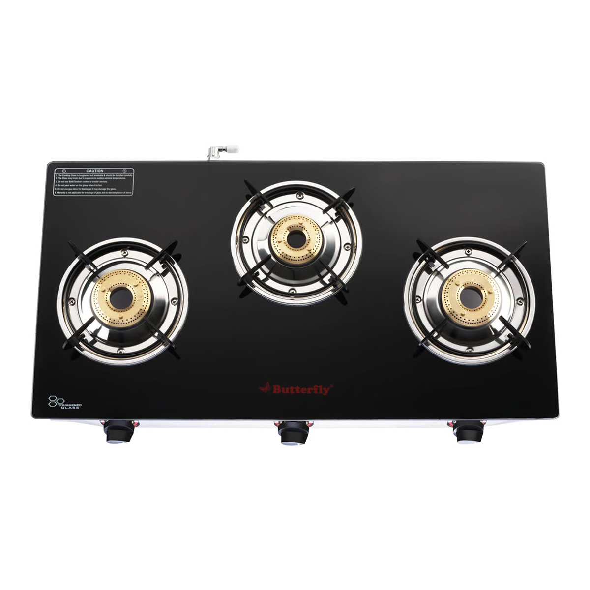 Butterfly Trio Plus Glass Top 3 Burner Gas Stove – Black