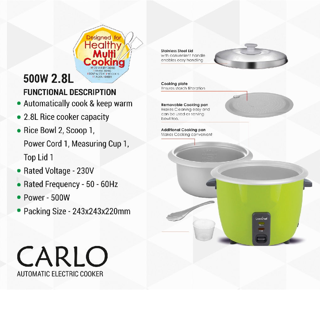 Greenchef Carlo Rice Cooker – Automatic Electric 1.8L