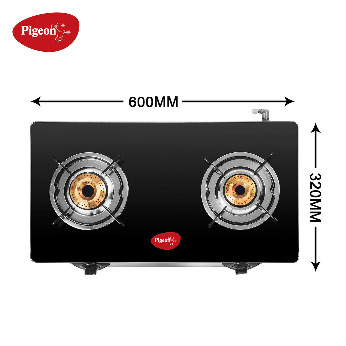Pigeon by Stovekraft Favourite Glass Top 2 Burner Gas Stove – Manual Ignition (Black)