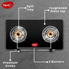 Pigeon by Stovekraft Favourite Glass Top 2 Burner Gas Stove – Manual Ignition (Black)