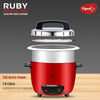 Pigeon by Stovekraft Ruby Rice Cooker with Single pot, 1.8 litres.(Red) | Stainless Steel Lid | 700 Watts | 1 Aluminium Cooking Pot | Measuring Cup| Spatula