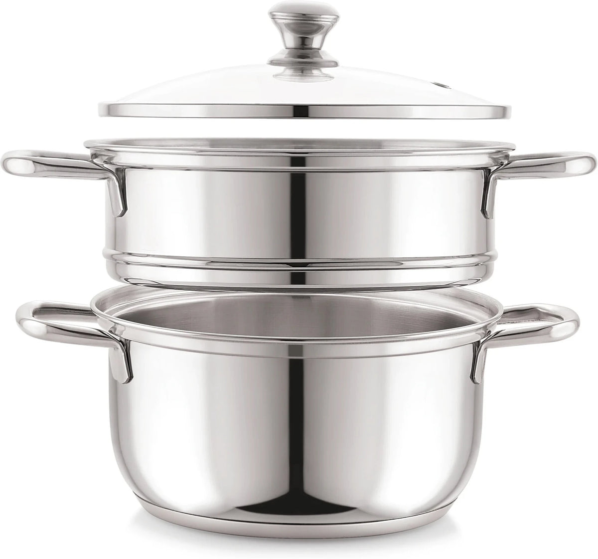 sonu Triply Base 2 Tier Steamer | Momo Maker| Modak Maker with Glass lid Stainless Steel, Glass Steamer (2 L)