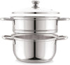 sonu Triply Base 2 Tier Steamer | Momo Maker| Modak Maker with Glass lid Stainless Steel, Glass Steamer (2 L)