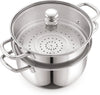 sonu Triply Base 2 Tier Steamer | Momo Maker| Modak Maker with Glass lid Stainless Steel, Glass Steamer (2 L)