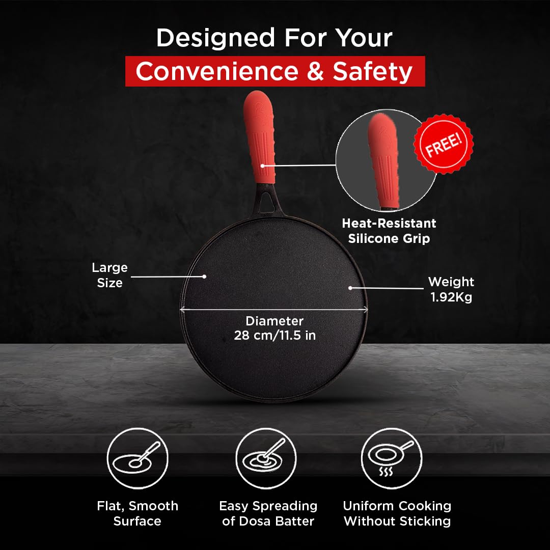 Pigeon Cast Iron Tawa | Naturally Nonstick | High Pressure Casting