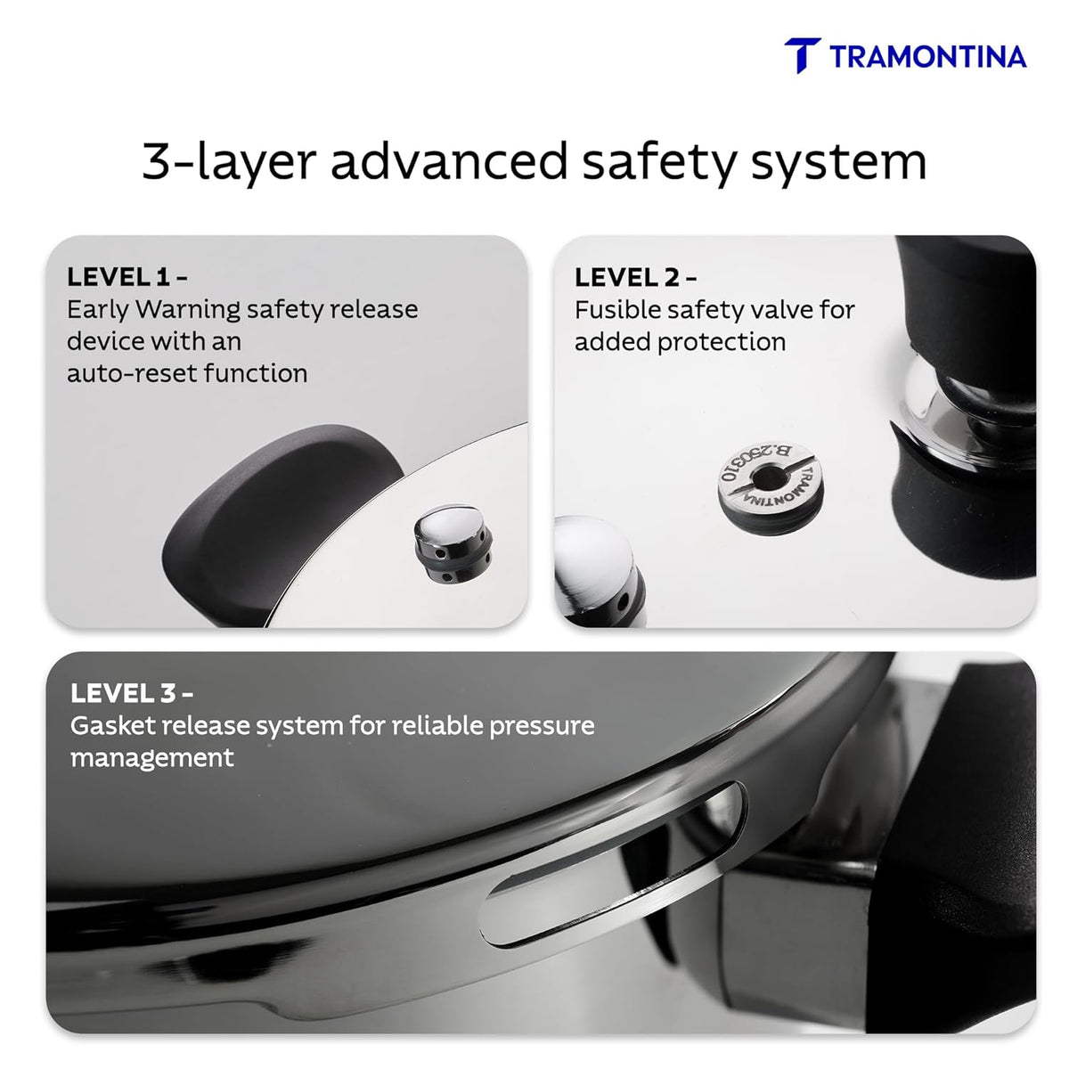 Tramontina Triply Pressure Cooker | Pressure Cooker for Dal,Curry | Rice Cooker | Gas/Induction Cookware