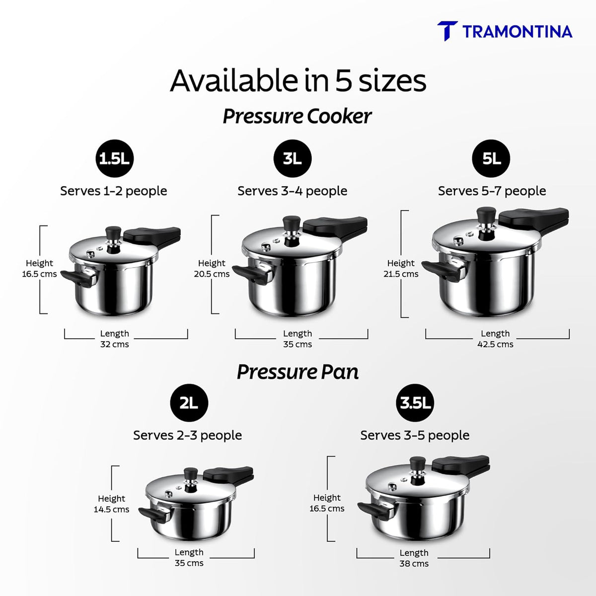 Tramontina Triply Pressure Cooker | Pressure Cooker for Dal,Curry | Rice Cooker | Gas/Induction Cookware