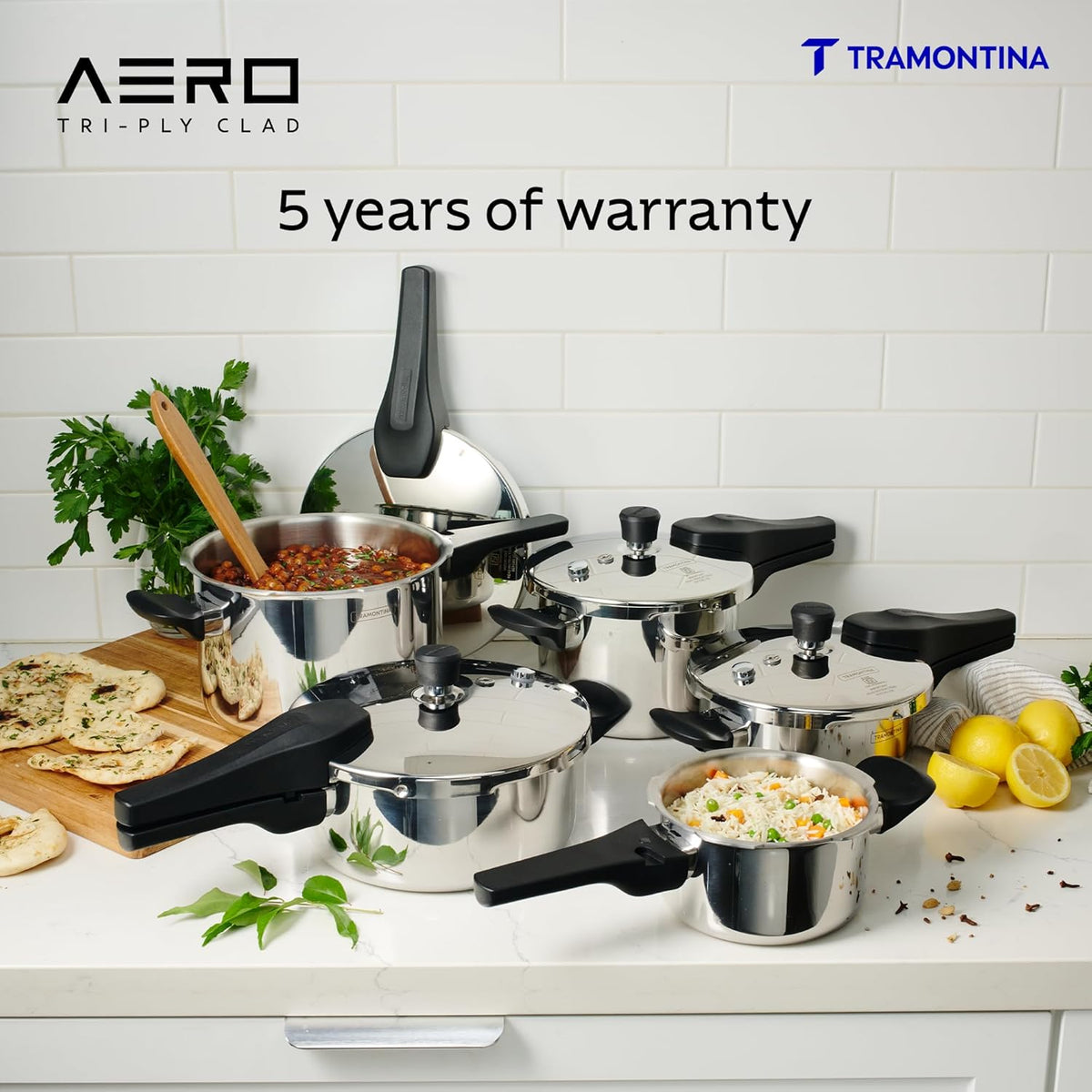 Tramontina Triply Pressure Cooker | Pressure Cooker for Dal,Curry | Rice Cooker | Gas/Induction Cookware