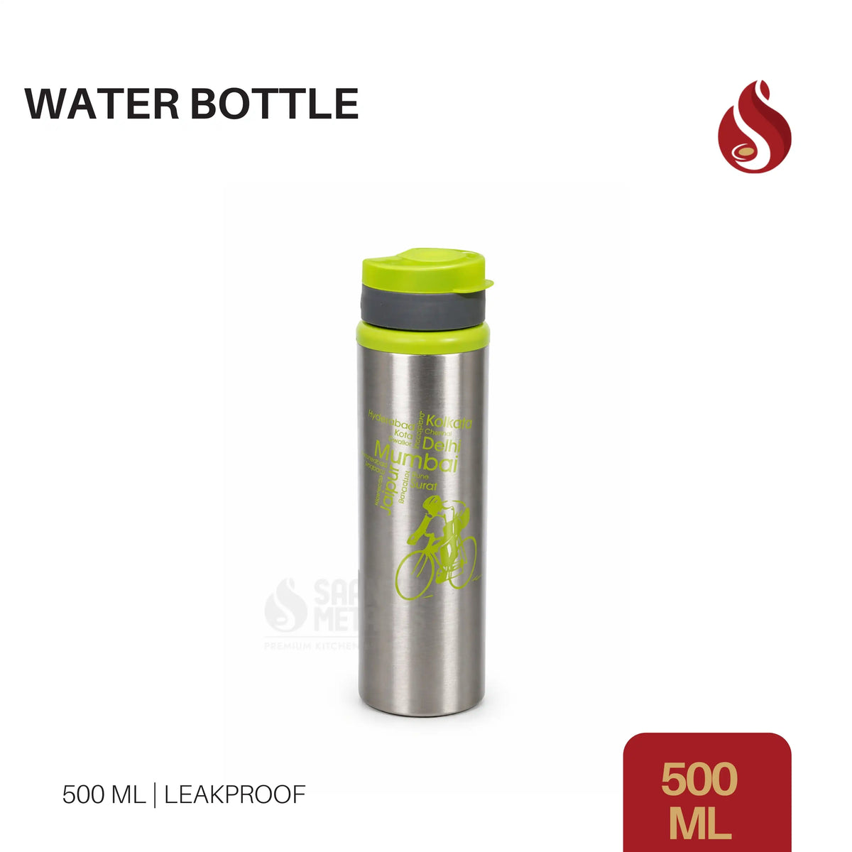 Water Bottle City  500ml Green