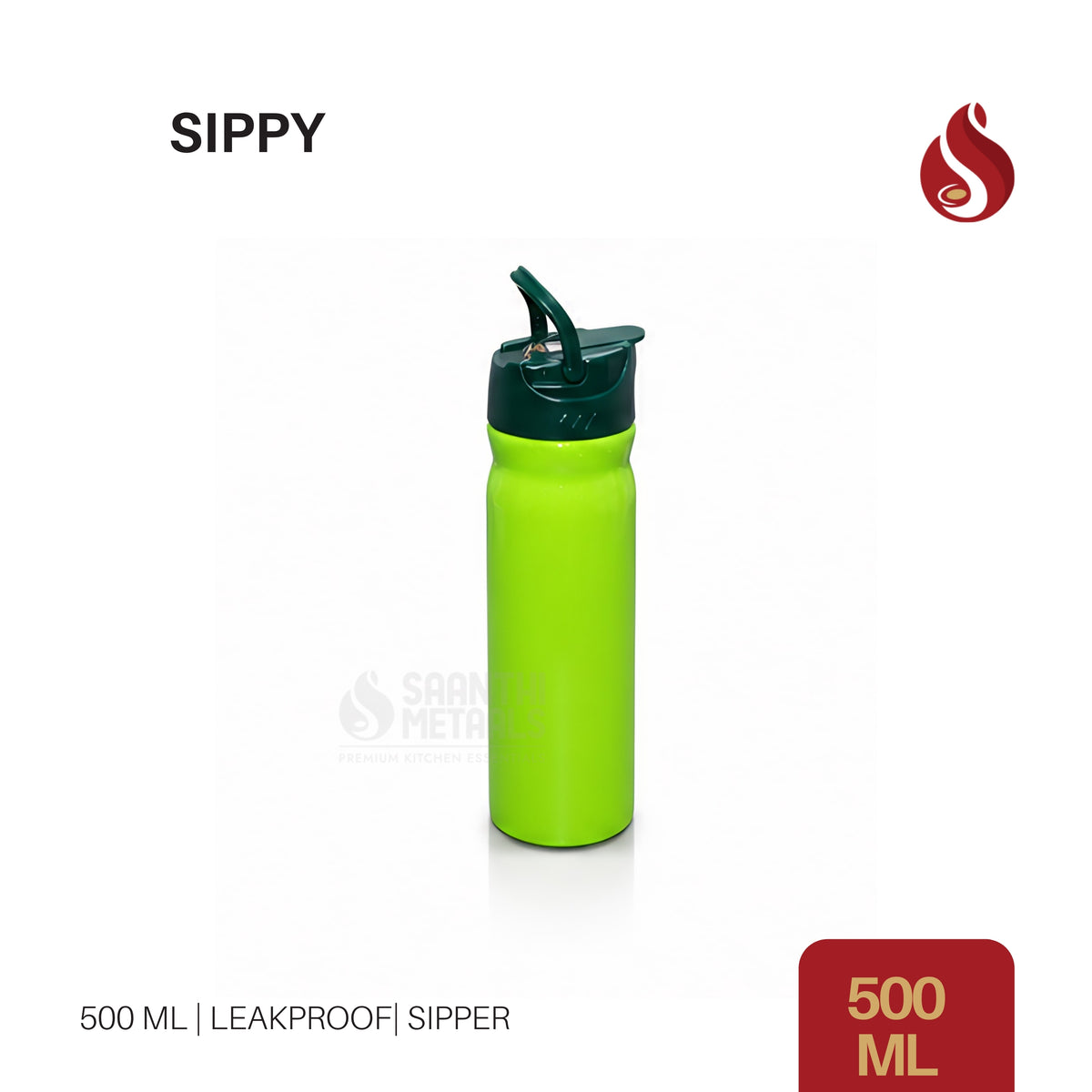Water Bottle  Sippy 500ml Green