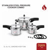 CurryLeaf Special Combo 2L, 3L & 5L Sandwich Bottom Stainless Steel Pressure Cooker Set (3-Piece Combo)