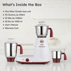 Prestige Deluxe LS 750W Mixer Grinder with 3 Stainless Steel Jars | Unique Fail-Safe Coupler | Flow Breaker Design | Cord Winder Storage | Red & White