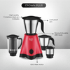 Preethi Crown Plus Mixer Grinder |600 Watt Mixie,4 Jars|Super Extractor Juicer Jar | 5yr Motor Warranty & Lifelong Free Service|White/Purple (MG-258)
