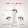 Sujata Dynamix 900 Watts Mixer Grinder | 22000 Rotations Per Min | 90 Minutes Continuous Running | 3 Versatile Jars 1500 ml, 1000 ml and 500 ml (White)