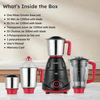 Prestige Regal 750W Mixer Grinder with 4 Jars (3 Stainless Steel Jars + 1 Juicer Jar) – Black & Red