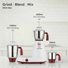 Prestige Deluxe LS 750W Mixer Grinder with 3 Stainless Steel Jars | Unique Fail-Safe Coupler | Flow Breaker Design | Cord Winder Storage | Red & White