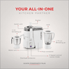 Sujata Powermatic Plus Juicer Mixer Grinder|900 Watts Double Ball Bearing Motor|22000 RPM|Non-Stop 90 Mins Running|2 Jars including 1750ml Blender, 1000ml Grinder Jar| (White)