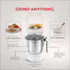Sujata Supermix Mixer Grinder|900 Watts Double Ball Bearing Motor|22000 RPM|Non-Stop 90 Mins Running|3 Jars including 1750ml Blender, 1000ml Grinder, 500ml Chutney Jar| (White)