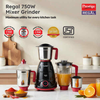 Prestige Regal 750W Mixer Grinder with 4 Jars (3 Stainless Steel Jars + 1 Juicer Jar) – Black & Red